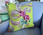 30s Juicy Art Nouveau Dorothy Draper Style Barkcloth Pillow Cover Vintage Fabric