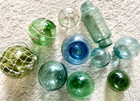 Japanese Hand-blown Glass Fishing Floats - Set Of 10  Rare Marks  2 3 -3 4 