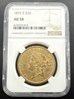 1872 S  20 Liberty Gold Double Eagle Ngc Au-58  Tough Early Semi-key Date Au 58