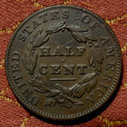 1835 Classic Head Half Cent      Rich Bronze Tones  Crisp Details  Die Break
