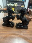 Vintage L e  Smith Black Amethyst Rearing Horse Bookends     Pair  8    Figurines
