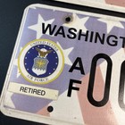Washington Air Force Veteran License Plate Wa Military Af 00155 Retired Set Pair