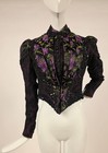 Most Opulent Victorian 1890   s Rich Grape Silk Brocade Bodice W Jet Beads Sequins