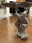 Ltd Ed  1990 Masterworks Fine Pewter 9  Wizard   Eagle W  Crystals  Merlin Vtg