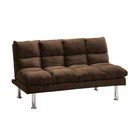Contemporary Dark Brown Microfabric Futon Sofa Bed With Chrome Legs