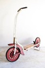 Vintage Antique Toy Child s Kid Push Scooter Metal And Wood Red And White 1940s 