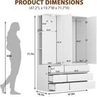 Wardrobe Closet With Led Mirror   6 Drawers  Large Storage Cabinet With Hang Rod