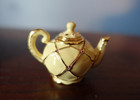 Full Estee Lauder Solid Perfume Compact Dazzling Gold Teapot  Box   Pouch