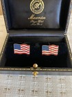 Vintage 18k Gold American Flag Cufflinks Maurice Plaza Hotel New York Patriotic