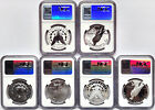 6 Coin Set 2024 Morgan Peace Silver Dollars Ngc Ms Pf Rp 70 First Day Of Issue M