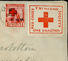      Trinidad   Tobago 1915 Cover With Red Cross On Fraction Label  Overprint