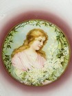 Vintage Victorian Oval Flue Cover Beautiful Lady Floral Metal Border