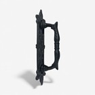 Door Handle With Ornate Backplate  Black Cast Iron Pull