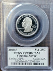     2000-s Virginia 90  Silver Washington Quarter   Pcgs Pr69dcam State Flag Label