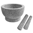 8 Inch Large Capacity Mortar And Pestle Set - One Mortar And Two Pestels - Natur