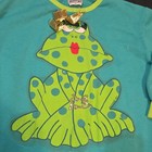 Vintage 90s Zoodles Kids Frog Polka Dot Shirt Long Sleeve 3d Gold Bow Glam Teal