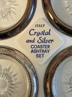 Vintage Leonard Silver Plated Glass Coasters Set Of 4 Starburst Italy 4 Inch