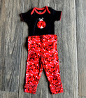 Gerber Cute Lady Bug-3-6 Month Red   Black Onesie   Polka Dot Pants