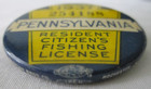 Original Vintage 1937 Pennsylvania Resident Fishing License Button Pin W paper