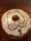 1920s Amber Glass Powder Jar vanity Dresser Box Celluloid Lids Set Of 2art Deco
