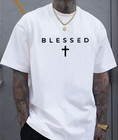 Blessed Cross Print T-shirt  Unisex Men s Christian Casual T-shirt  S-xxxl