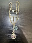 Vintage Victorian Blue Topaz Pearl Gold Filled Fob Watch Chain Necklace 31 1g