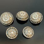 Vintage 5 Lot Rhinestone Garment Buttons Clear black Clothing Domed High Quality