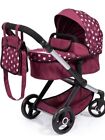 Bayer Design Dolls  Pram Xeo - Burgundy  White Stars  Unicorn Kids Play Stroller