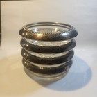  4 four Vintage W s Blackinton Silver Plate Cut Glass Coasters Made In Italy