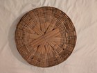 Vintage Woven Wicker Basket Round Shallow Farmhouse Rustic Decor Storage 13 In 