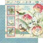 Graphic 45 Bird Watcher 12  X 12  Paper Pad   Stickers Retired Floral Ships Free