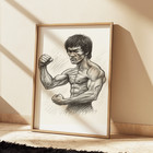 Bruce Lee Drawing Print Portrait Sketch 8  X 10  Bruce Lee Print Wall Art
