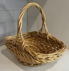 Vintage Wicker Basket W twisted Handle Farmhouse Cottagecore Gathering Natural