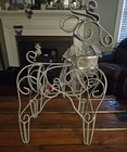Heavy Braided Metal Reindeer 18 h X 12  W Silver Vintage