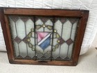 Antique Victorian Stained  Leaded Glass Window W  Jewels   Support Braces 28x21