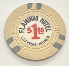 Flamingo Hotel  1 Casino Chip - Hce Mold Cream W gray Inserts 1964