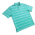 Footjoy Men   s Size Large Polo Shirt Green Striped Golf Performance Stretch