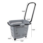 6 Packs 50 L Large Plastic Shopping Baskets With Wheels For Groceries  Gray