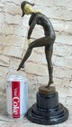 Tall Art Deco Sculpture Female Dancer On Marble Base Bronze Statue