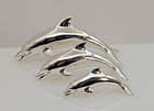 Mark Houghton Sterling Silver 3 X Dolphin   Dolphins Miniatures Figurine Set