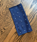 Sam Hober Navy Blue Grenadine Grossa White Flower Pocket Square