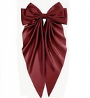 Deep Red Satin Stylish Bow With Big Ribbon Hair Clip All Hair Types Non Slip