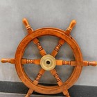 Nautical Wooden Ship Helm Handcrafted Captain   s 18 Inch Wheel Marine Wall Decor