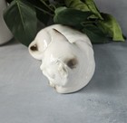 Vintage Ceramic Sleeping Kitty Cat Figurine  A White Cat Curled Up Fast Asleep