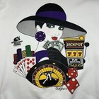 Vtg Carol Joseph Face It Casino Bedazzled Crew Adult Fits Xl White