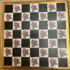 Mackenzie Childs Gilded Trivet Courtly Check Rose Handpainted Ceramic 6x6    1 Pc