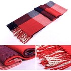 Women s Long Plaid Blanket Chunky Oversized Winter fall Warm Scarf Big C-red