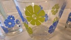 Vintage Colony Glass Flower Power Ice Bucket 4 Glasses Blue Yellow  Read