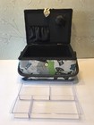 Vintage Fabric Sewing Box Organizer  Craft Storage Case W  Handle