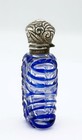 Antique Blue To Clear Cut-glass Perfume Scent Bottle W  Sterling Cap